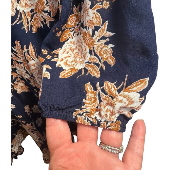 Cottagecore Lace Up Floral Wrap Dress M Asymmetrical Handkerchief Hem Feminine - Picture 4 of 10